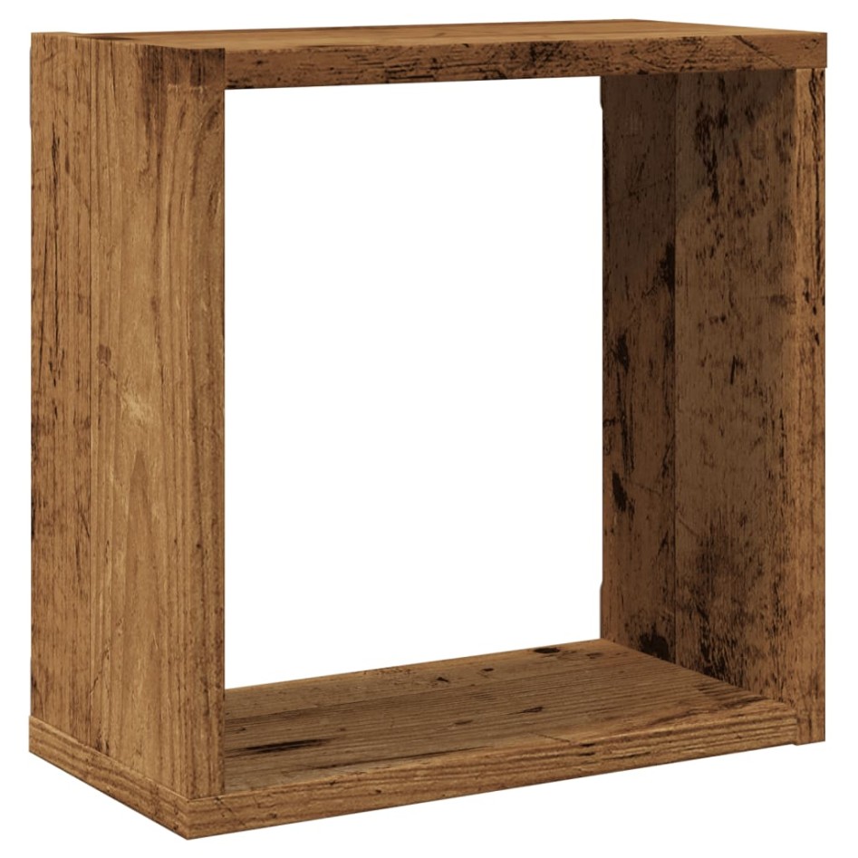 Estantes cubo de pared 4 uds madera envejecida 30x15x30