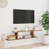 Estante de pared de TV madera roble artesanal 125x18x23