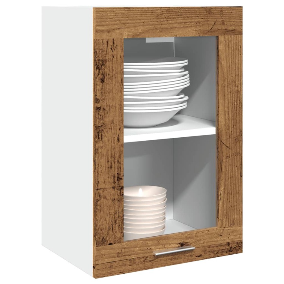 Armario vitrina colgante madera envejecida 40x31x60