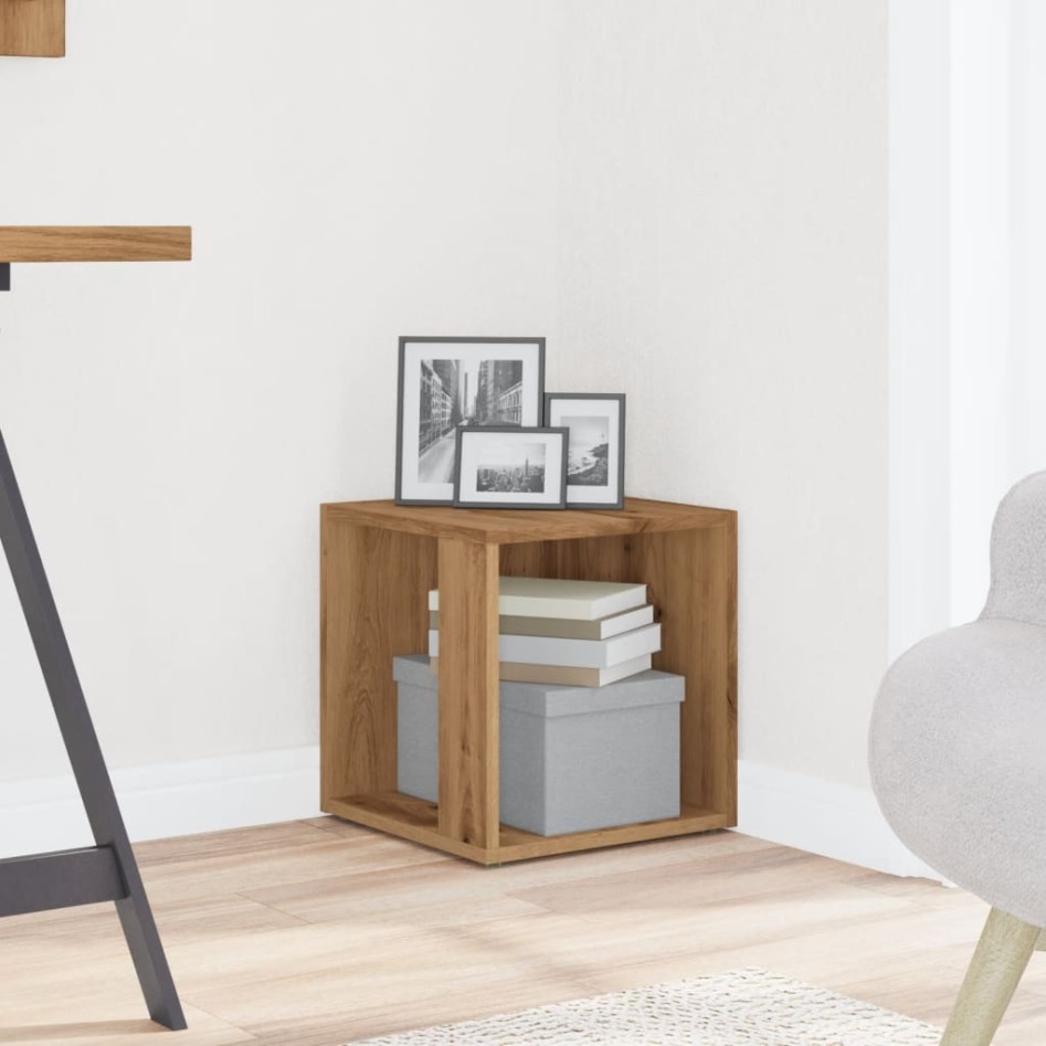 Mesa auxiliar de madera de ingeniería roble artisan 33x33x34