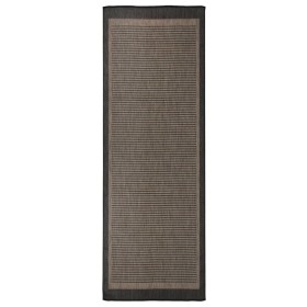 Alfombra de exterior de tejido plano marrón oscuro 80x250