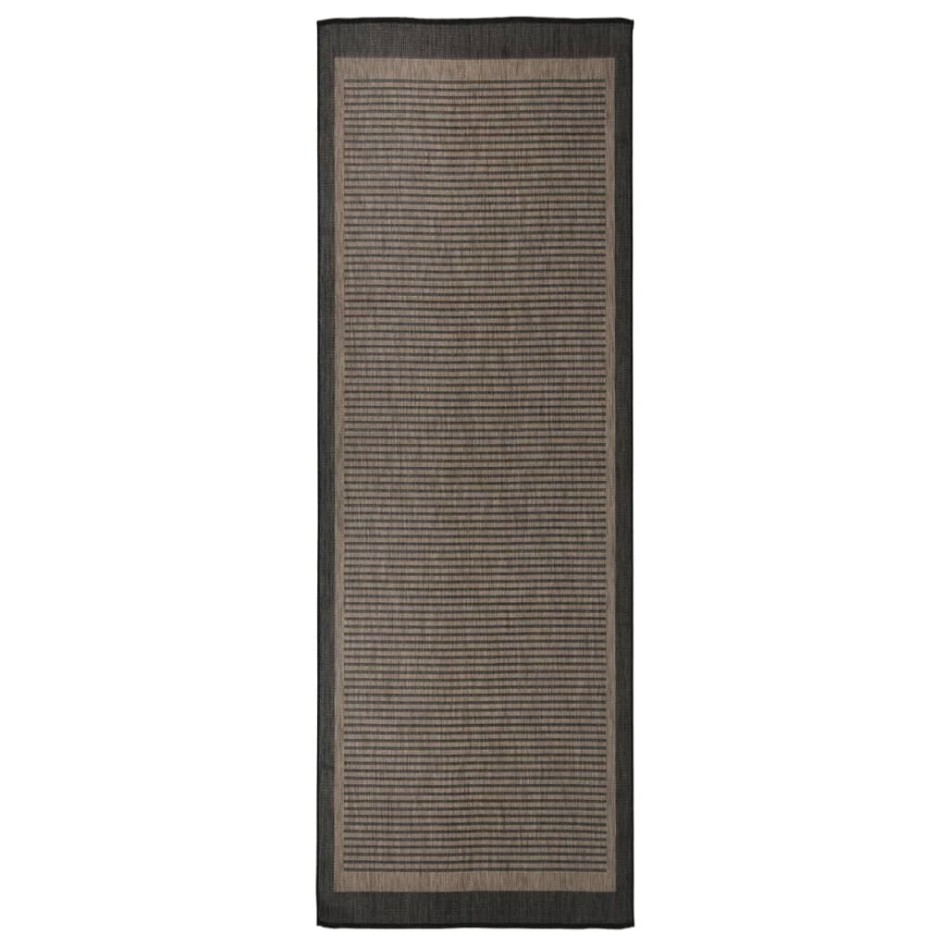 Alfombra de exterior de tejido plano marrón oscuro 80x250