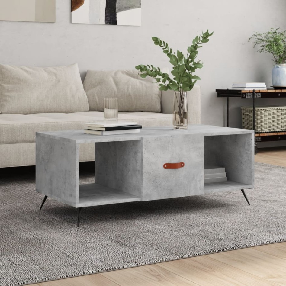 Mesa de centro madera contrachapada gris hormigón 102x50x40