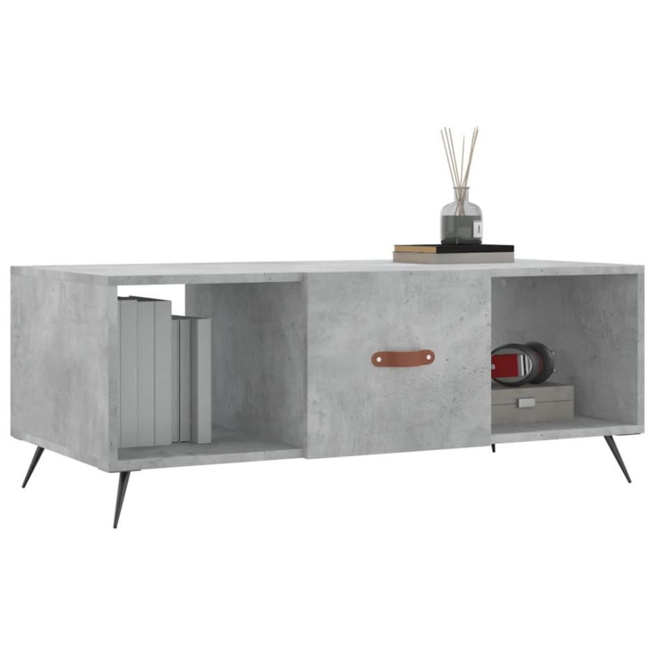 Mesa de centro madera contrachapada gris hormigón 102x50x40