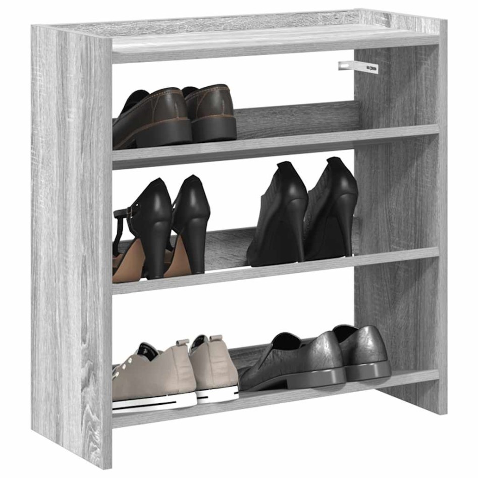 Mueble zapatero madera contrachapada gris sonoma 60x25x62