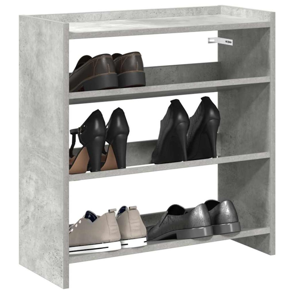 Mueble zapatero madera contrachapada gris hormigón 60x25x62