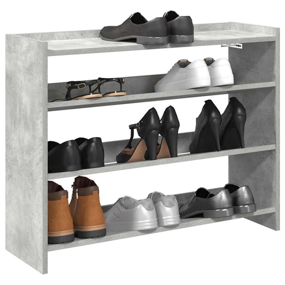 Mueble zapatero madera contrachapada gris hormigón 80x25x62
