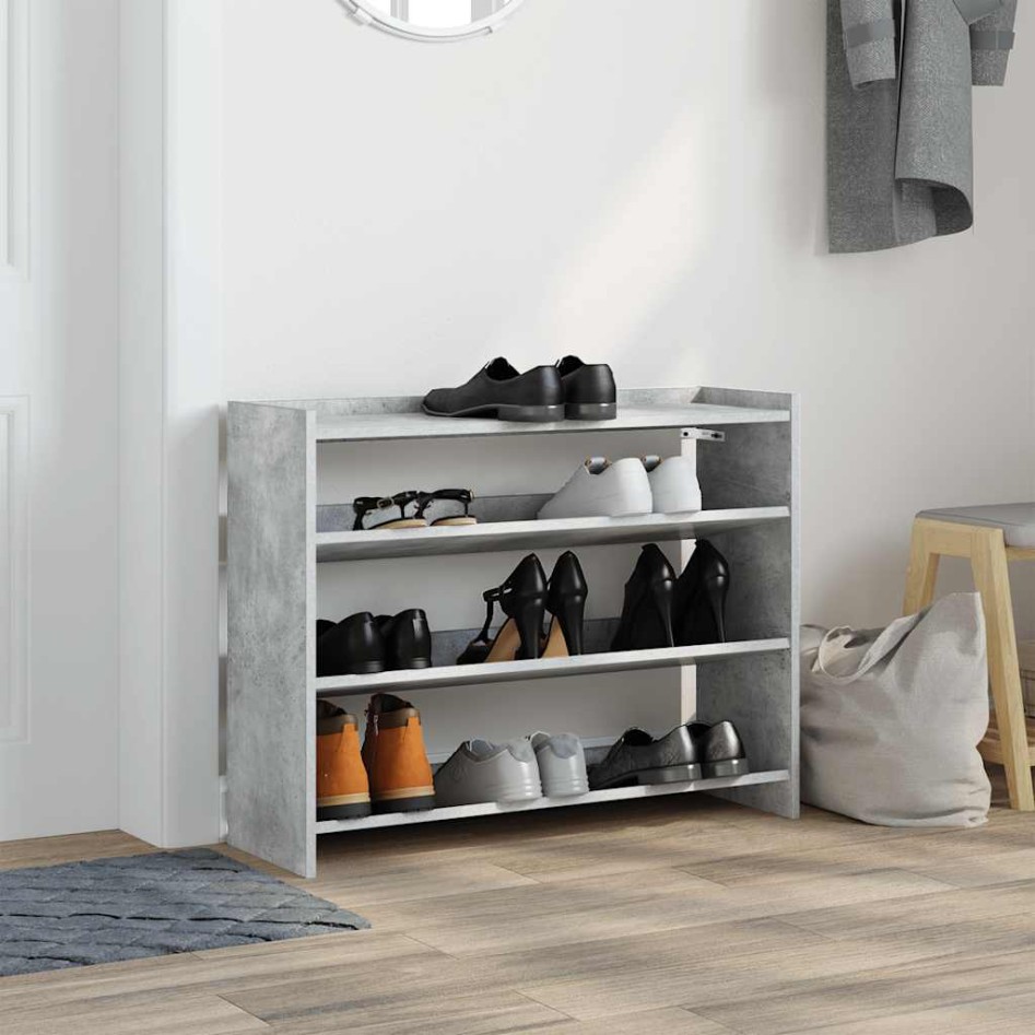 Mueble zapatero madera contrachapada gris hormigón 80x25x62