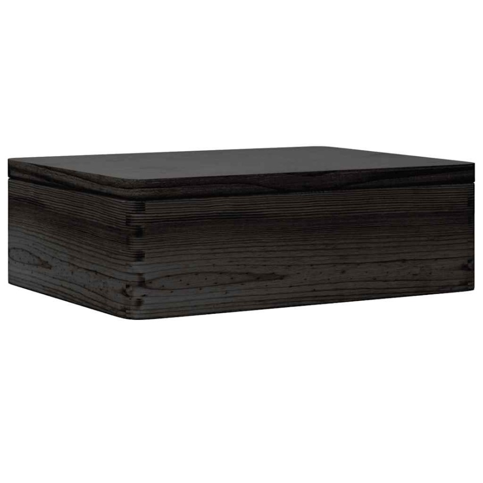 Caja de madera con tapa madera maciza de pino negra 40x30x13