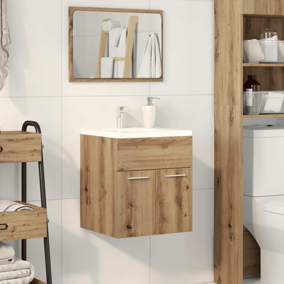 Mueble de lavabo de baño madera roble artisan 41x38,5x46