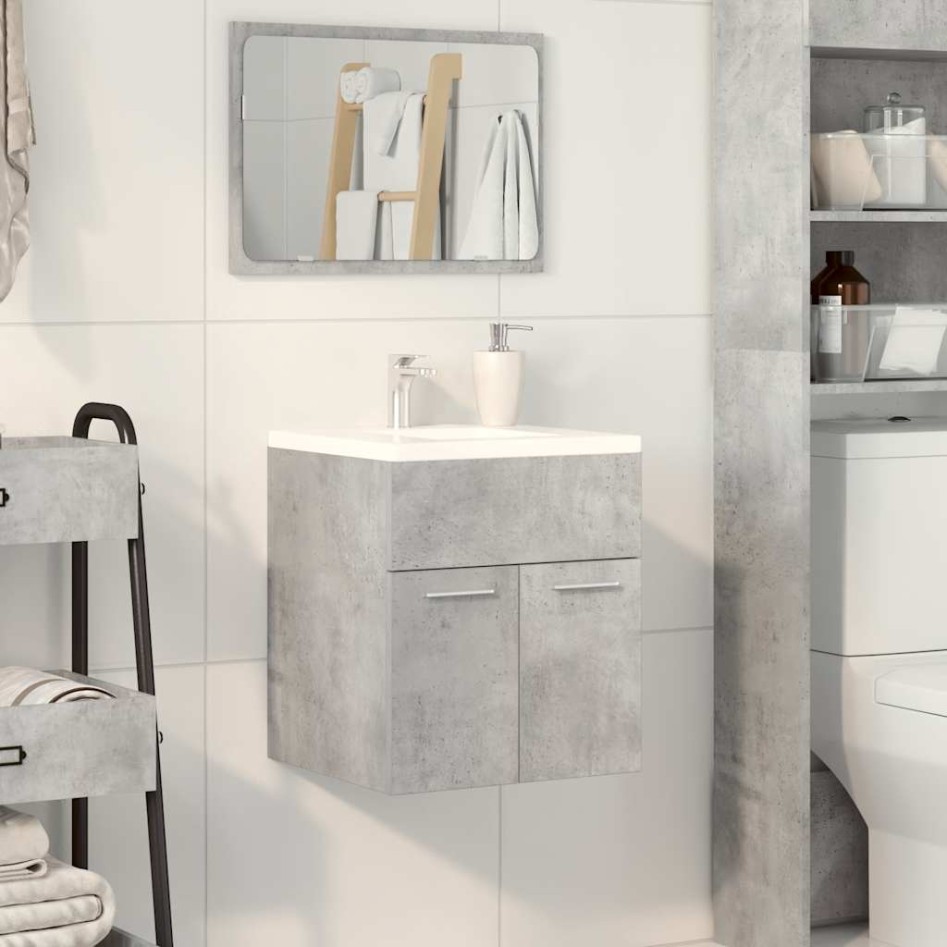 Mueble de lavabo madera ingeniería gris hormigón 41x38,5x46