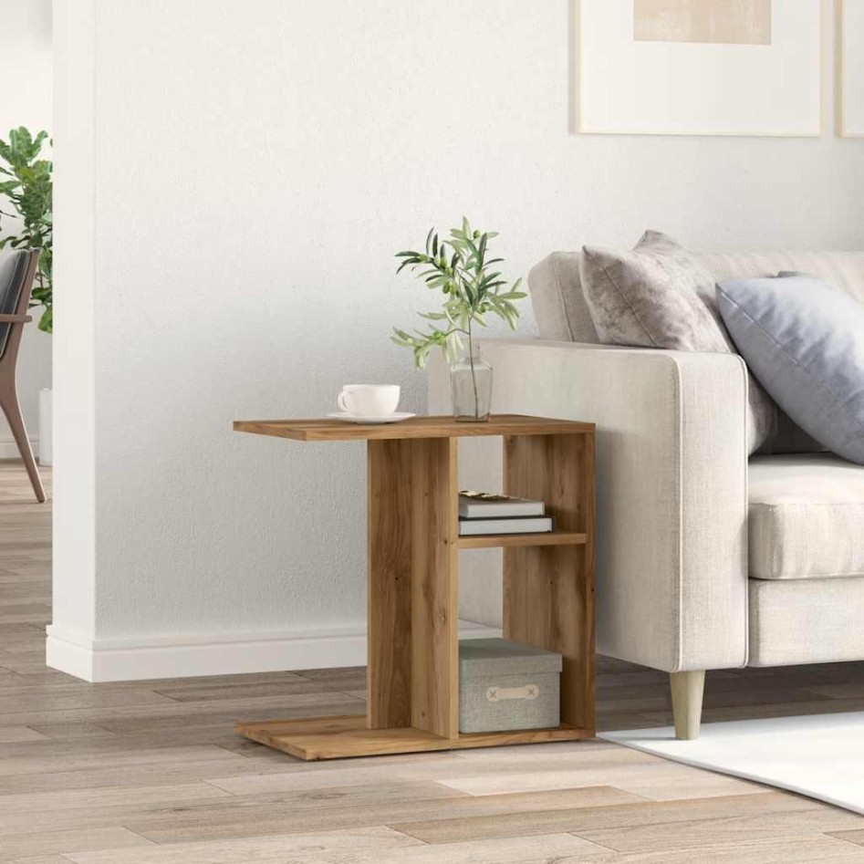 Mesa auxiliar de madera contrachapada roble artisan 50x30x50