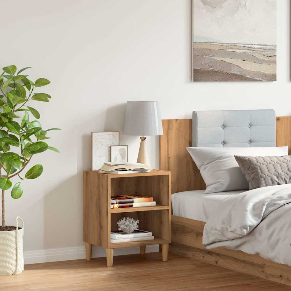 Mesita de noche madera de ingeniería roble artisian 40x30x50