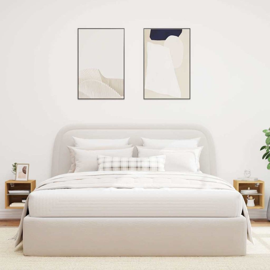 Muebles TV de pared luces LED 2 uds roble artisian