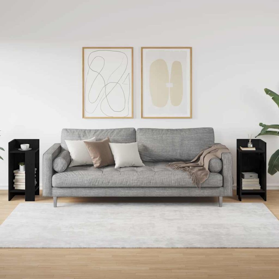 Mesas auxiliares 2 uds con estante negro 25,5x27x60