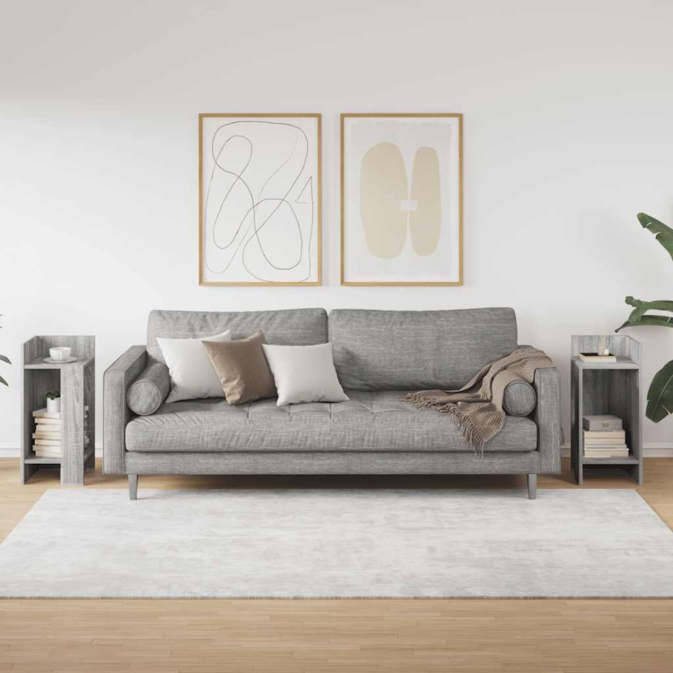 Mesas auxiliares 2 uds con estante gris sonoma 25,5x27x60