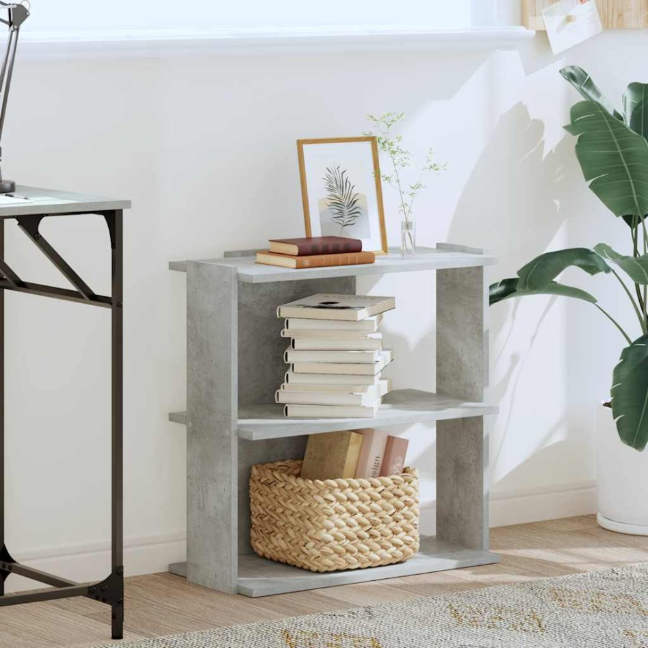 Librería de 3 niveles madera gris hormigón 60x30x60