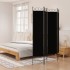 Biombo divisor de 4 paneles de tela negro 160x200