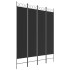 Biombo divisor de 4 paneles de tela negro 160x200