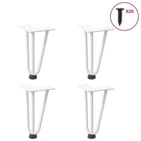 Patas de mesa tipo horquilla 4 uds acero macizo blanco 20