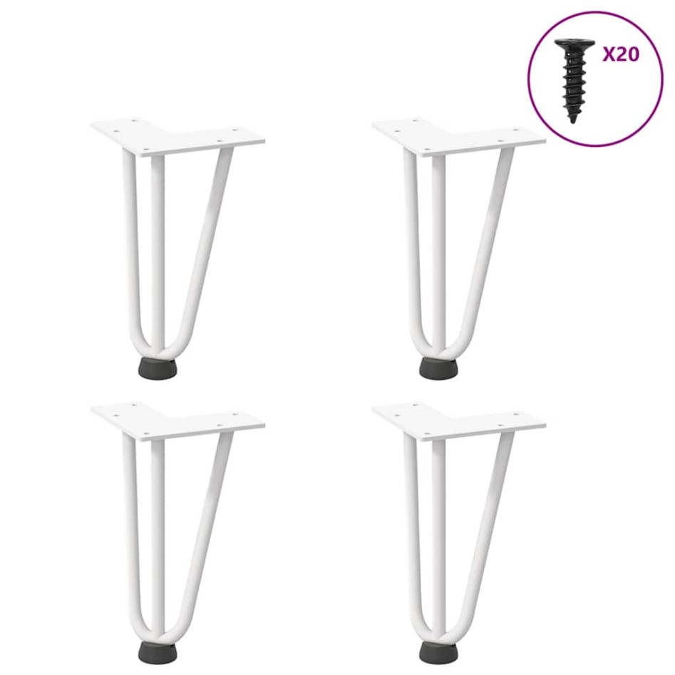 Patas de mesa tipo horquilla 4 uds acero macizo blanco 20