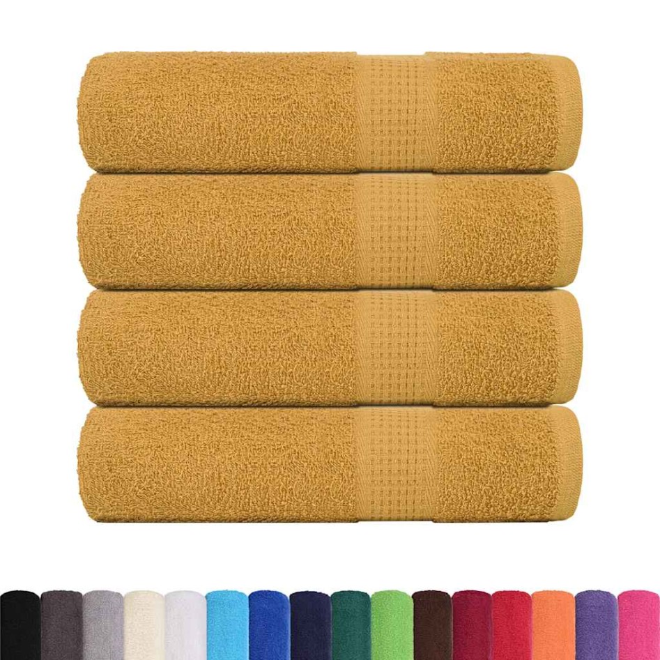 Toallas de baño 4 uds oro 100x150 cm 360 gsm 100%