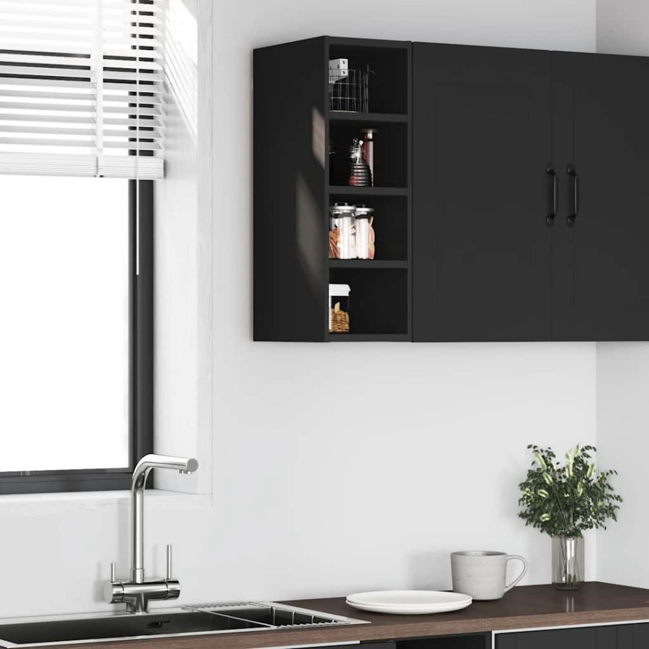 Armario colgante de cocina contrachapada negro 20x29,5x60