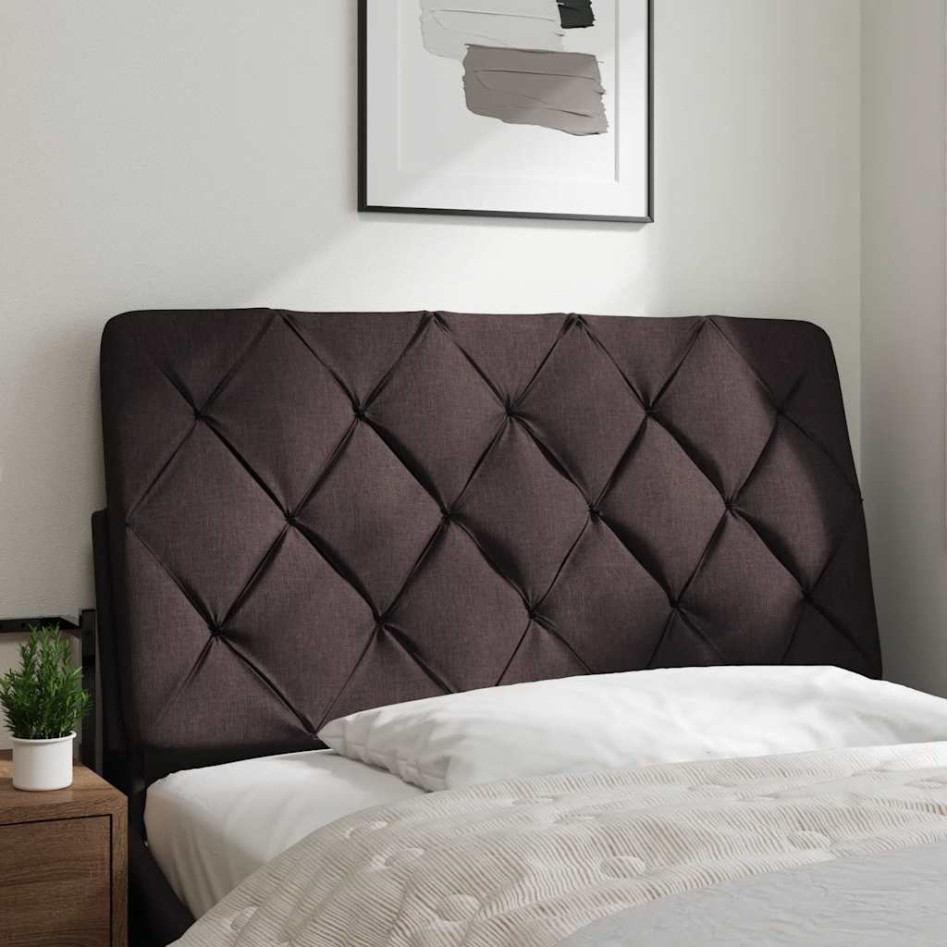 Cabecero de cama acolchado tela marrón oscuro 100