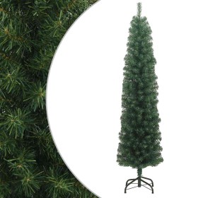 Árbol de Navidad artificial delgado y soporte PVC verde 210