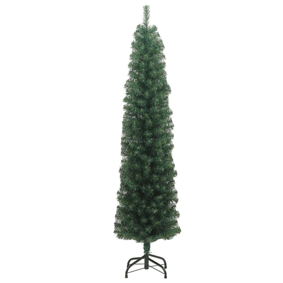 Árbol de Navidad artificial delgado y soporte PVC verde 210