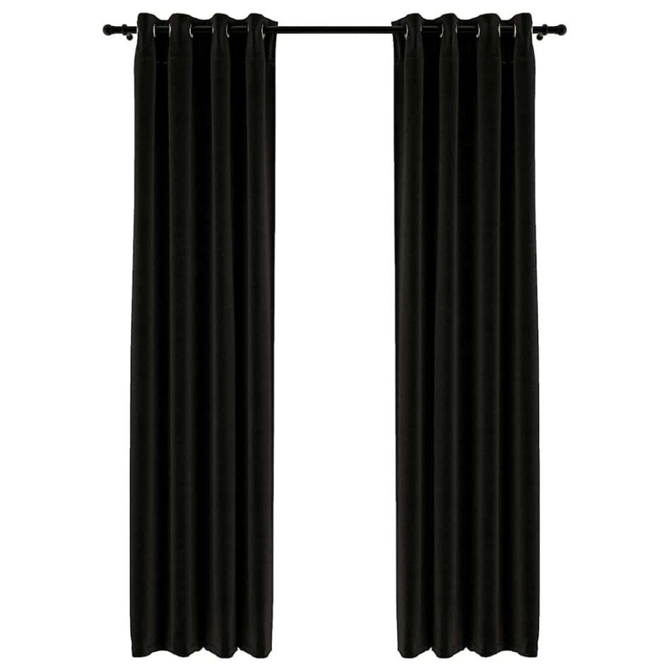 Cortina opaca con ojales look lino 2 pzas antracita 140x245