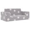 Sofá infantil de 2 plazas gris claro con estrellas felpa suave