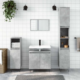 Armario de baño madera de ingeniería gris hormigón 58x33x60