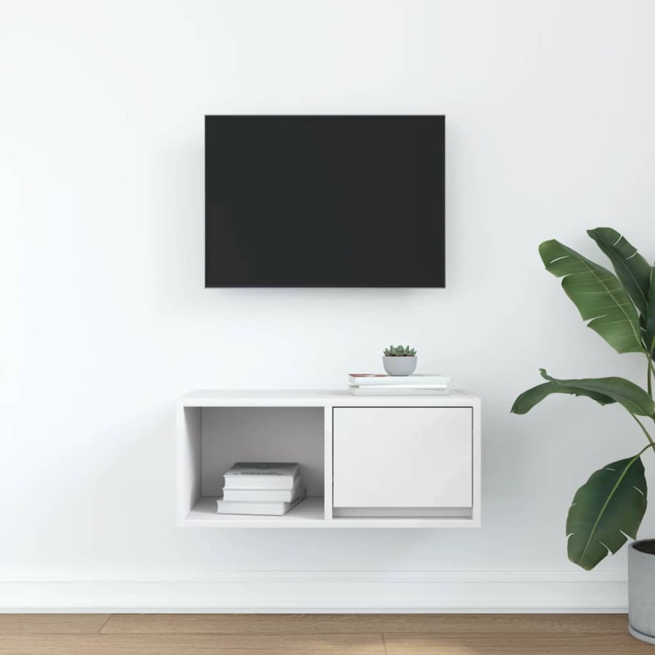 Mueble de TV de madera de ingeniería blanco 60x31x25,5