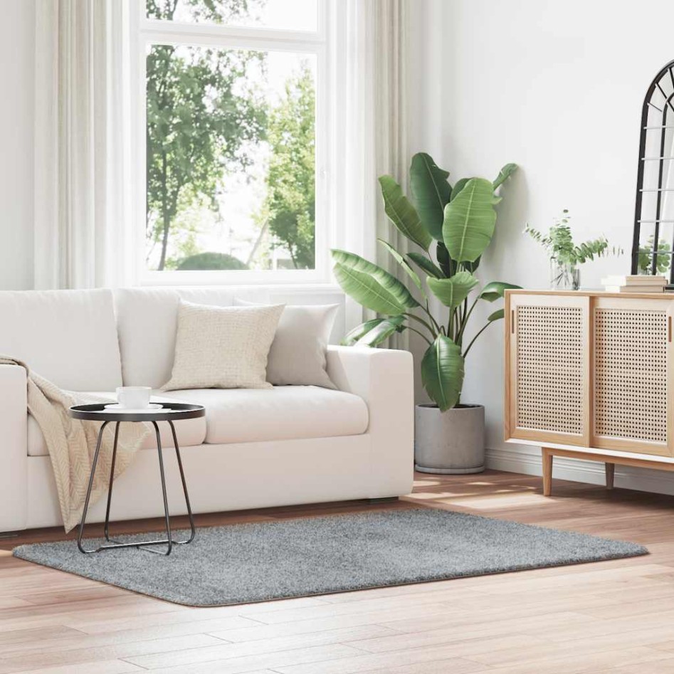 Alfombra peluda de pelo largo NAVARRA gris plateado 120x170