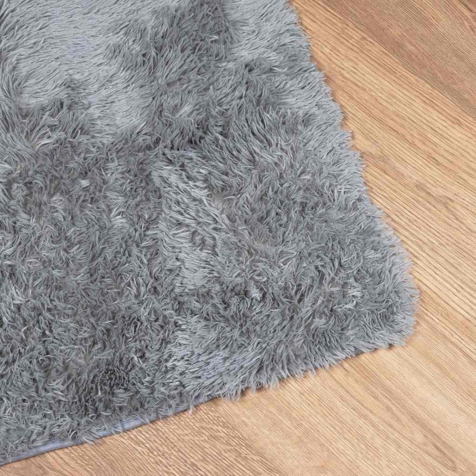 Alfombra peluda de pelo largo NAVARRA gris plateado 120x170