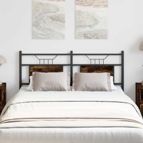 Cabecero de madera de ingeniería y acero roble ahumado 140