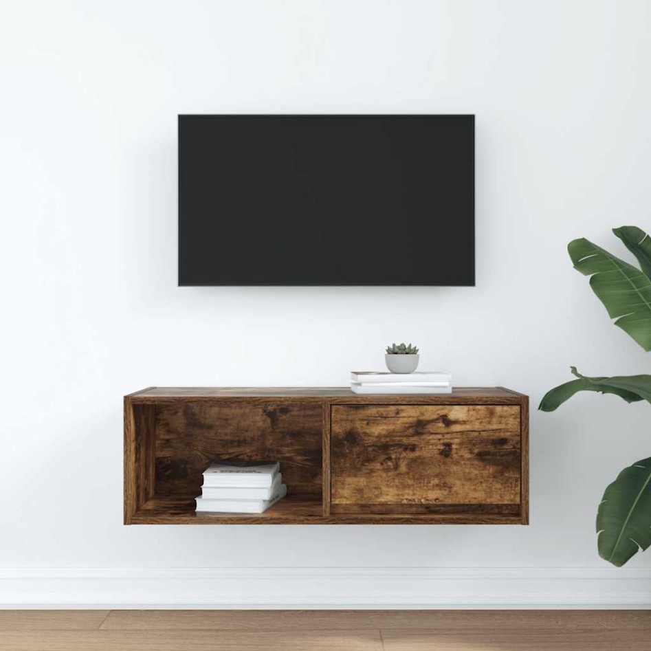Mueble de TV de roble ahumado 80x31x25,5cm Madera de