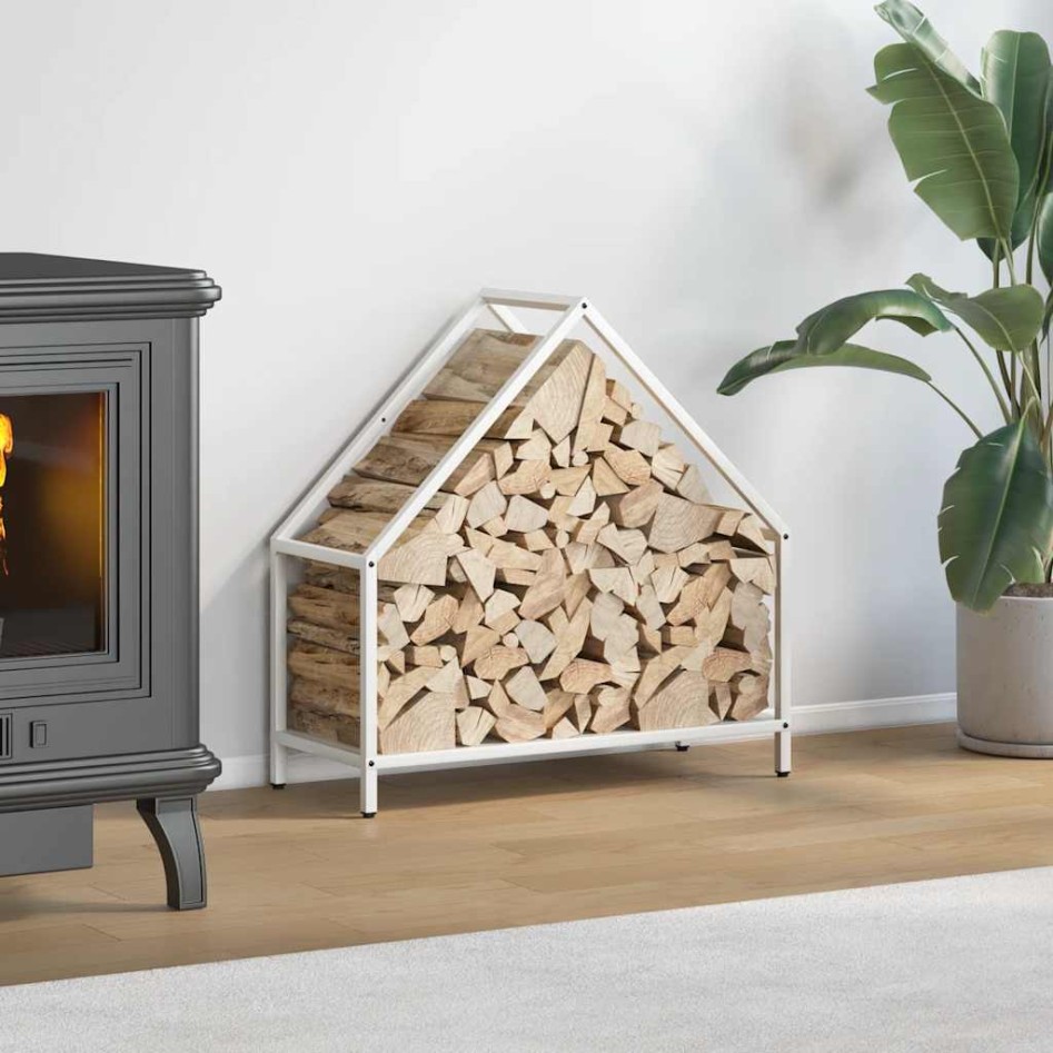 Leñero blanco 60x25x60 cm Acero laminado en