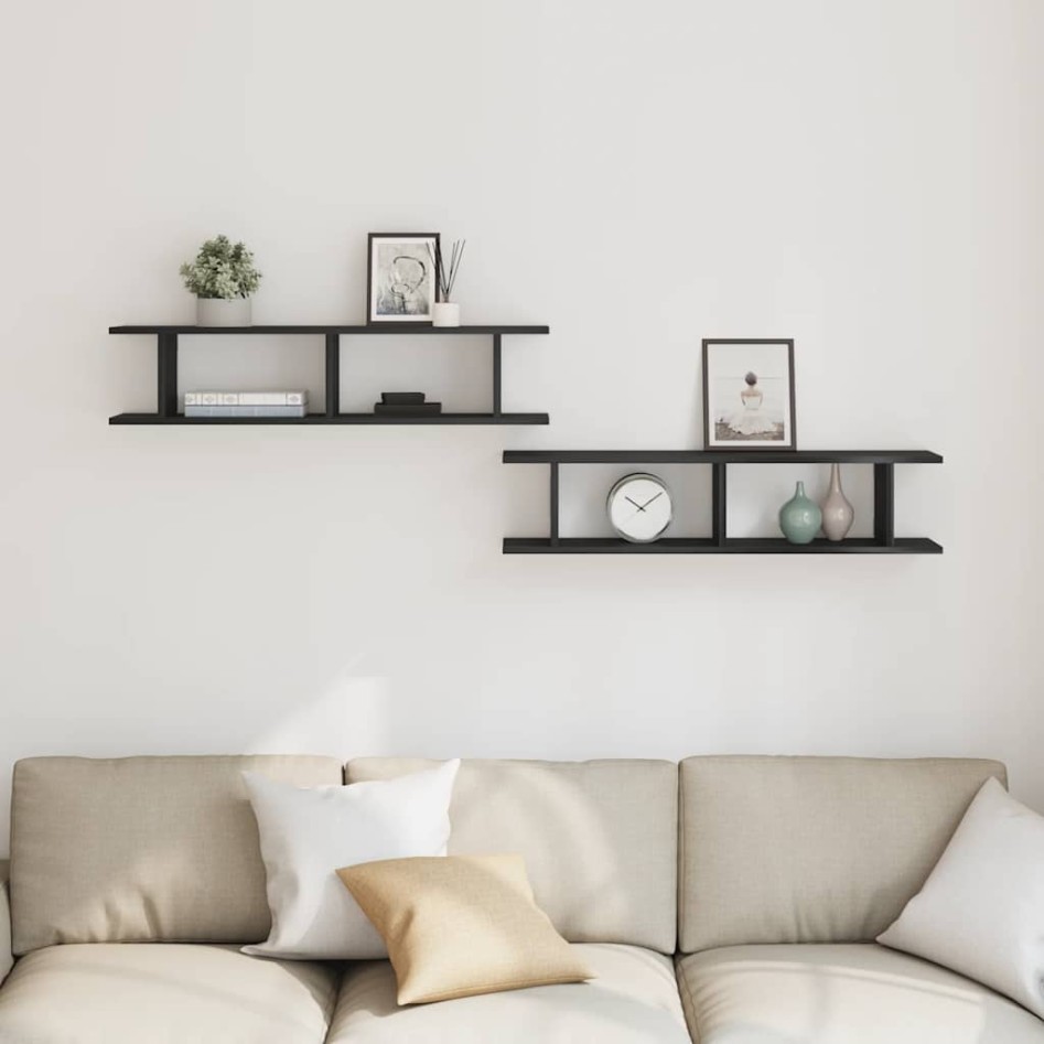 Estantes de pared 2 uds roble negro 90x18x20