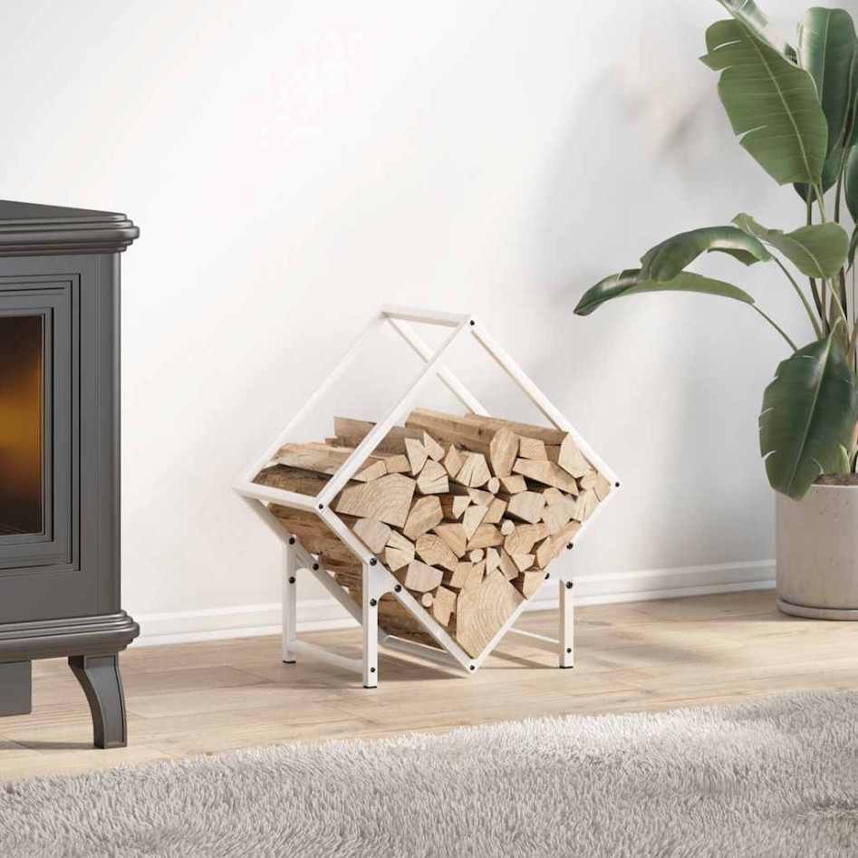 Leñero blanco 50x25x50 cm Acero laminado en