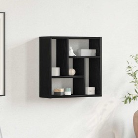 Estante de pared  de madera ingeniería roble negro 45x16x45