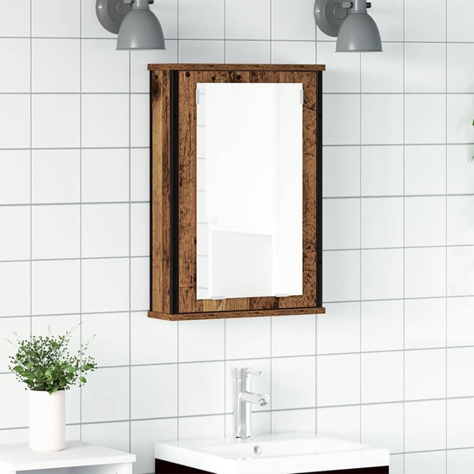 Mueble de baño con espejo de madera antigua 42x12x60