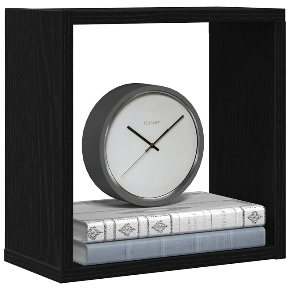 Estantes cúbicos de pared 4 uds roble negro 30x15x30