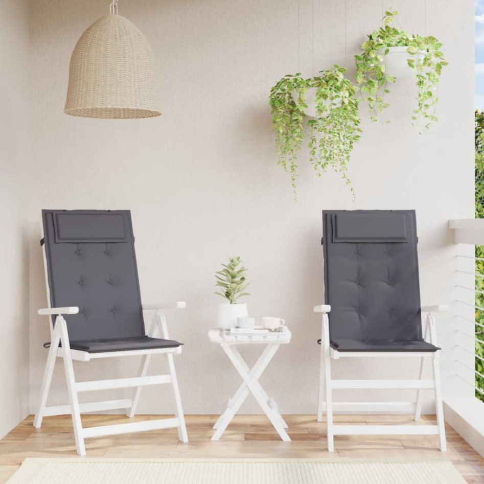 Cojines de silla respaldo alto 2 uds tela Oxford gris