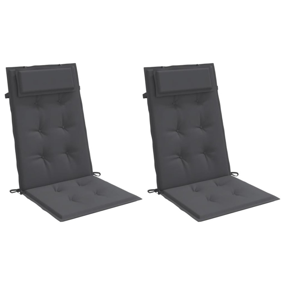 Cojines de silla respaldo alto 2 uds tela Oxford gris