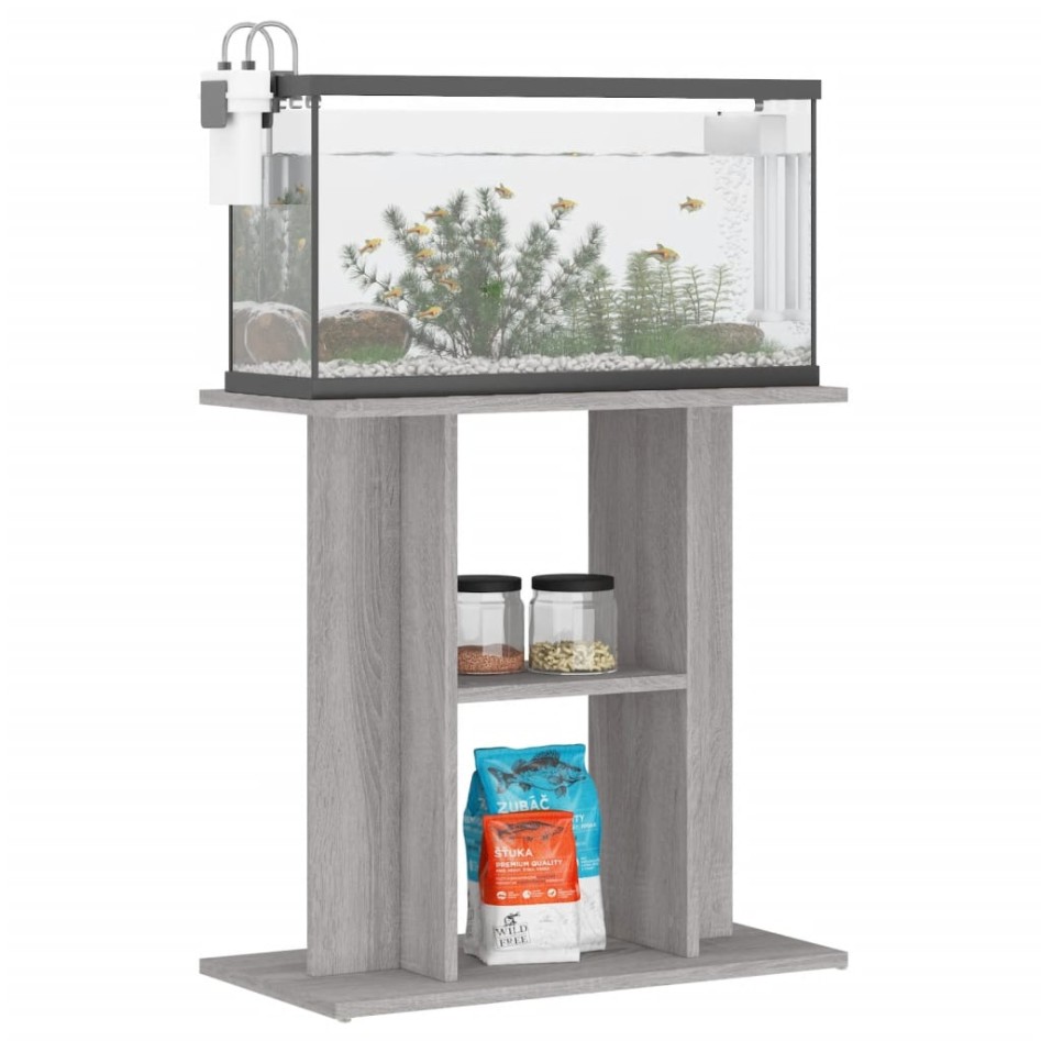 Soporte para acuario madera ingeniería gris Sonoma 60x30x60