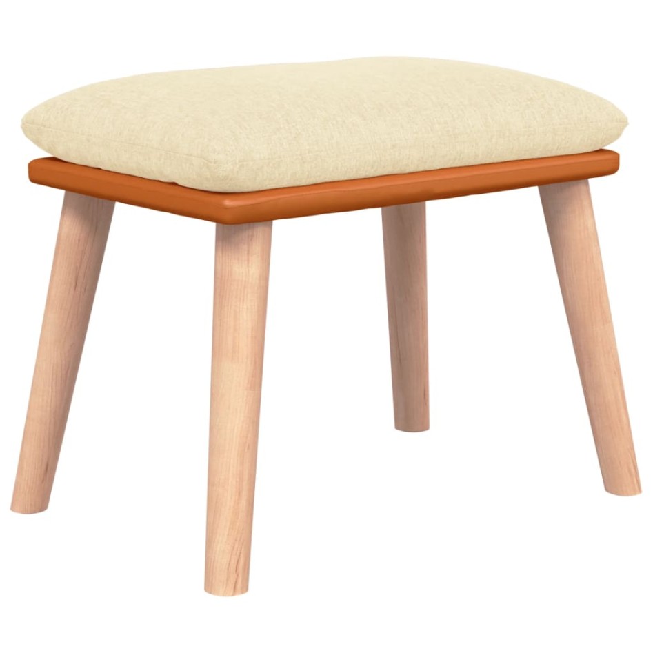 Reposapiés tela y cuero sintético color crema 45x29,5x35