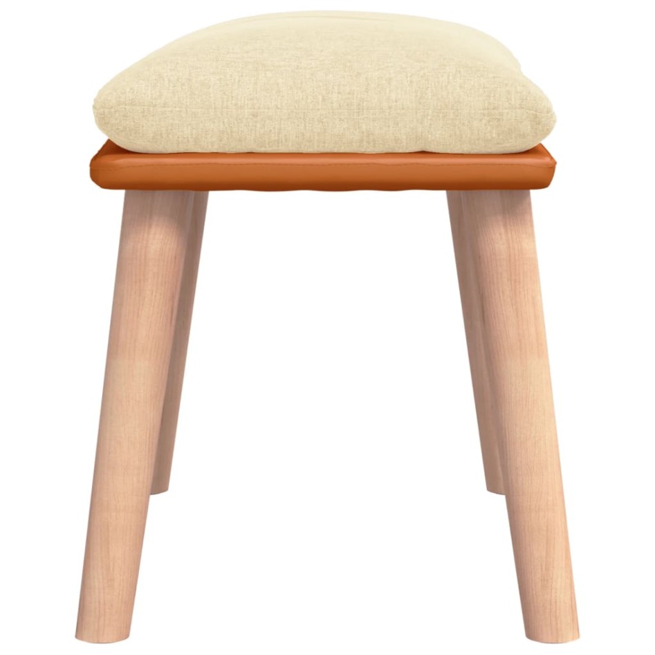 Reposapiés tela y cuero sintético color crema 45x29,5x35