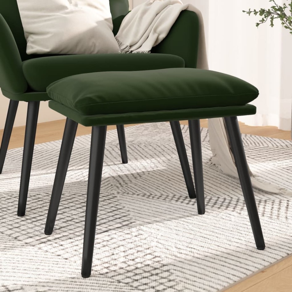 Reposapiés de terciopelo verde oscuro 45x29,5x35